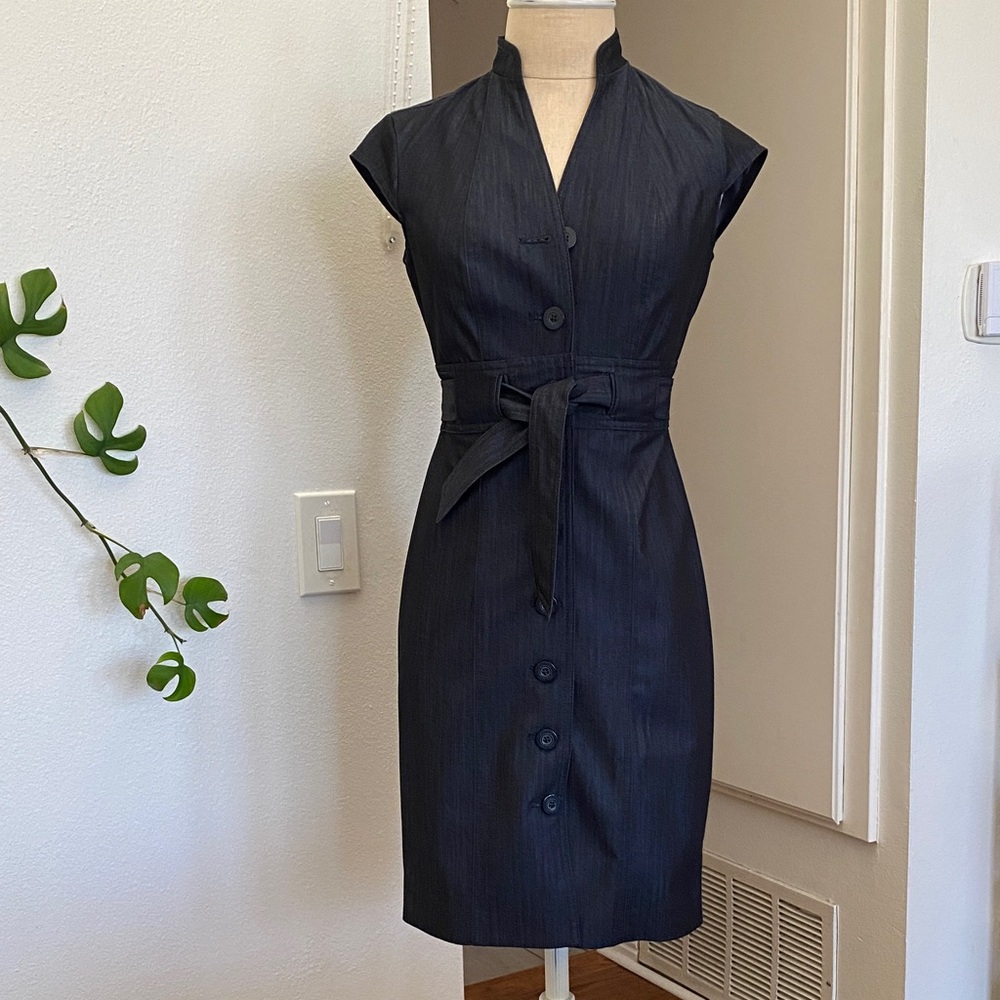 Calvin Klein Blue Midi Dress with Button Detail
